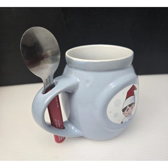 Elf Hot Cocoa Hot Chocolate Mug Cup Christmas Blue With Spoon CCA & B 2020 - Picture 6 of 14